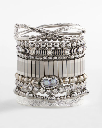 Silver Tone Stretch Watchband Bracelet