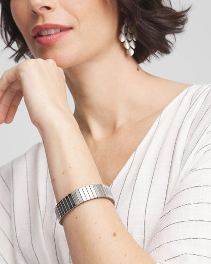 Silver Tone Stretch Watchband Bracelet