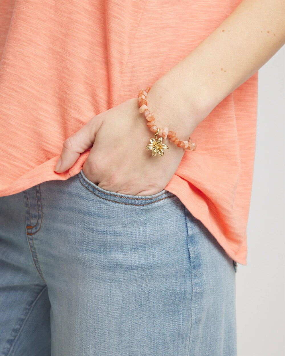 Aventurine Stone Chips Charm Bracelet