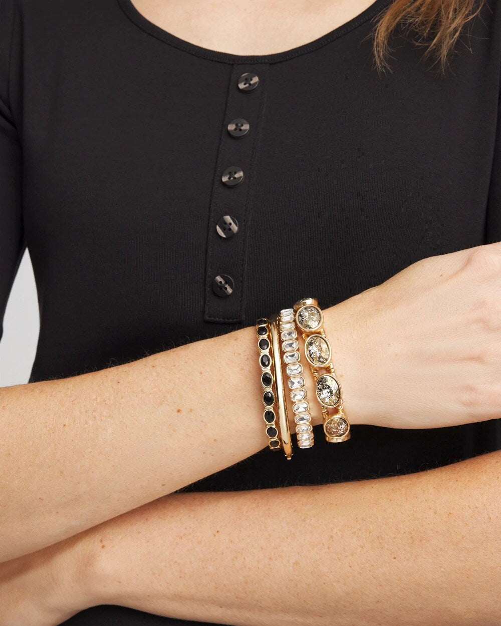 Large Faceted Gem Stretch Bracelet