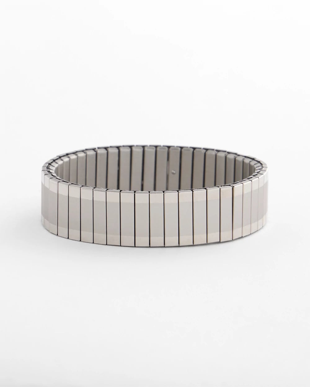 Silver Tone Stretch Watchband Bracelet