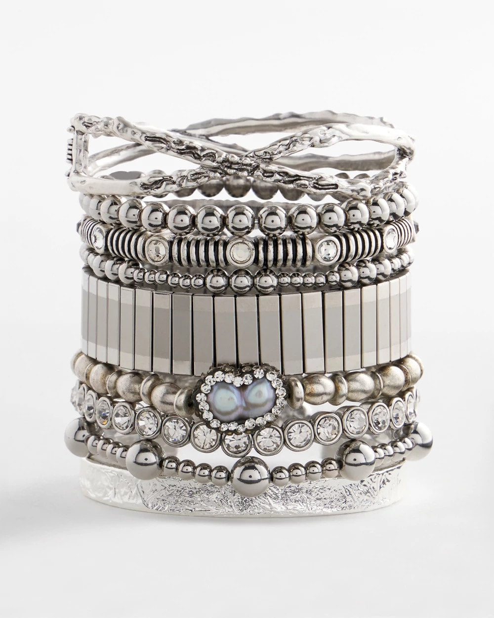 Silver Tone Stretch Watchband Bracelet