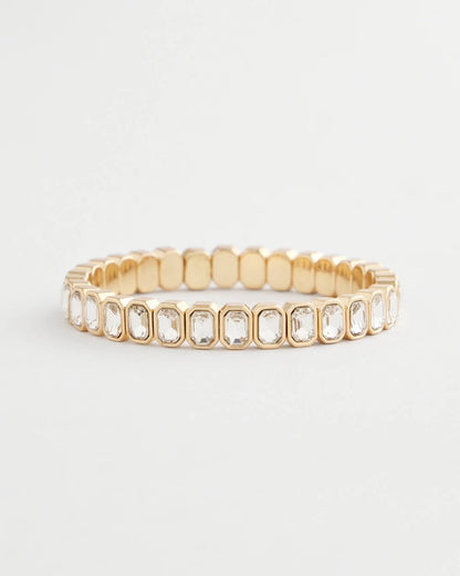 Gold Bezel Set Stretch Tennis Bracelet