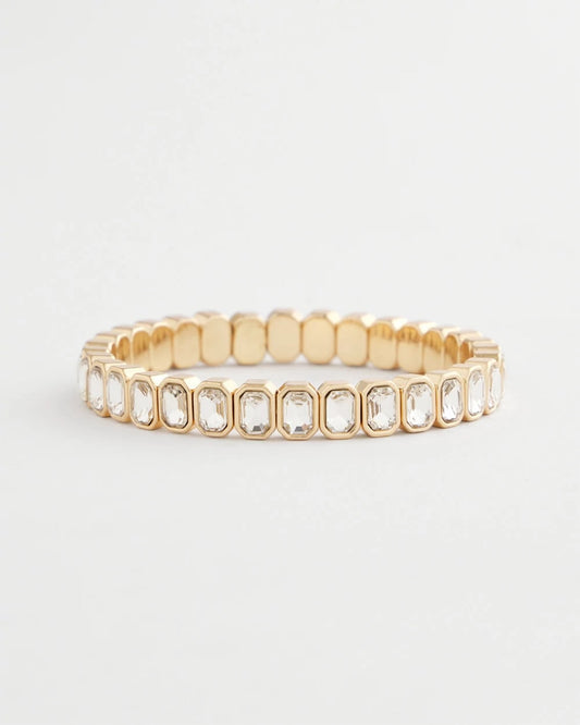 Gold Bezel Set Stretch Tennis Bracelet