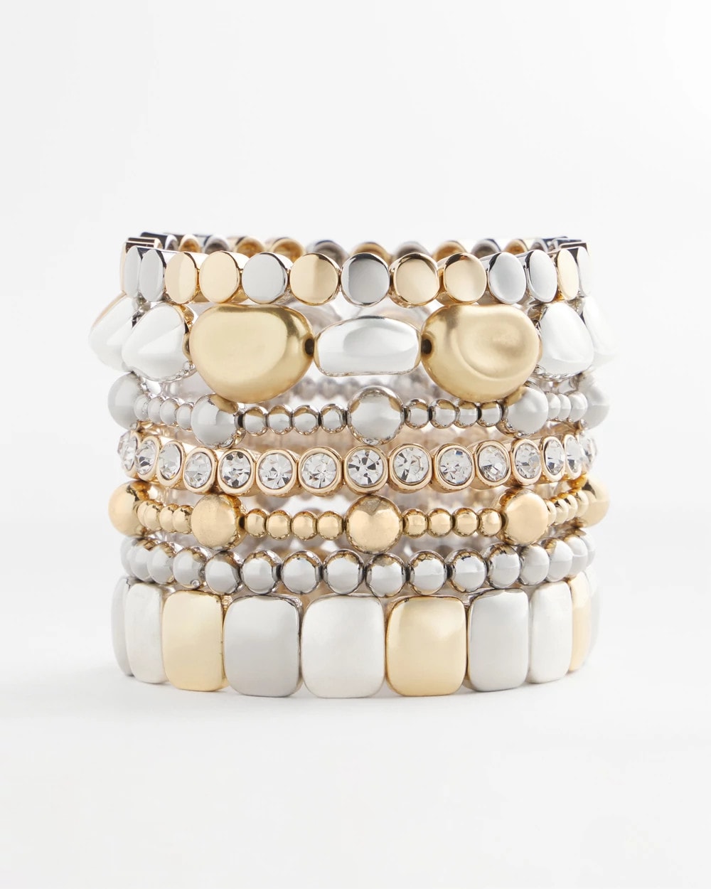 Mixed-Metal Matte Square Stretch Bracelet