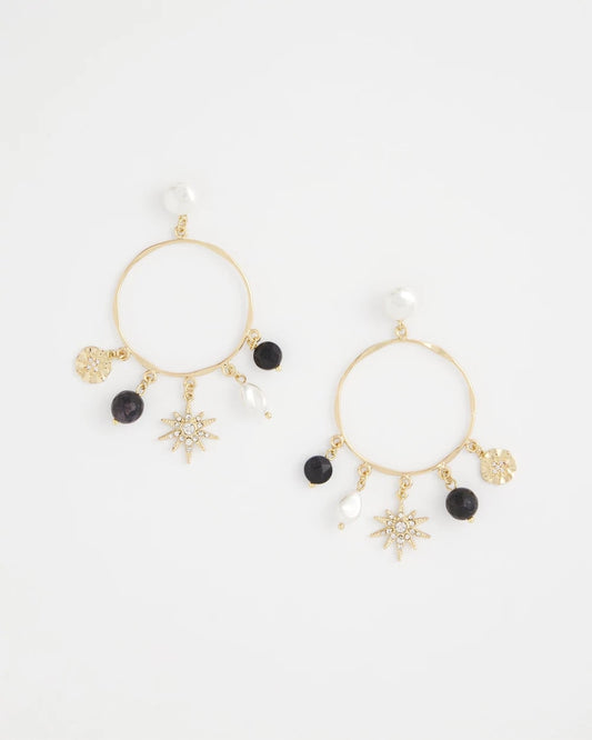 Starry Night Charm Hoop Earrings
