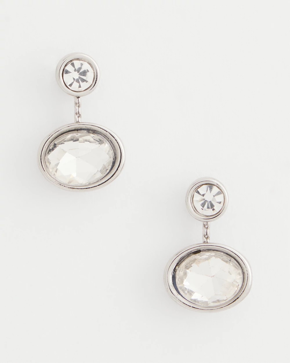 Silvertone Bezel Stud Earrings
