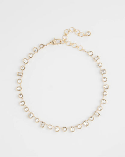 Bezel Set Short Goldtone Necklace