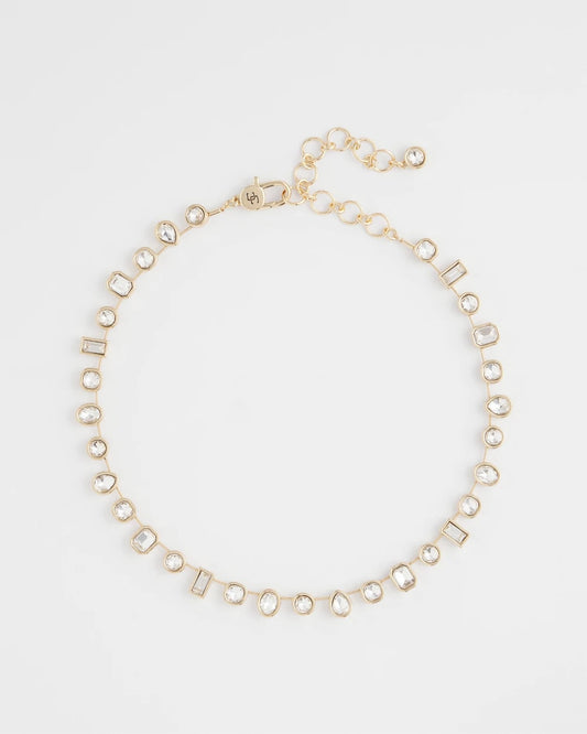 Bezel Set Short Goldtone Necklace