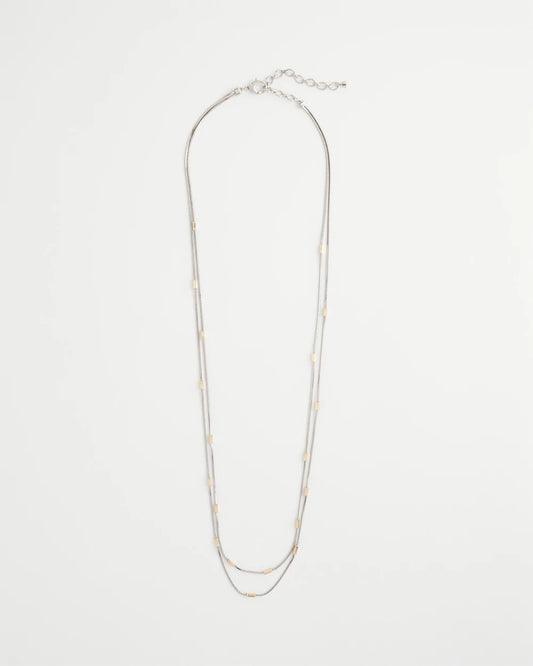 Mixed Metal Double Strand Necklace