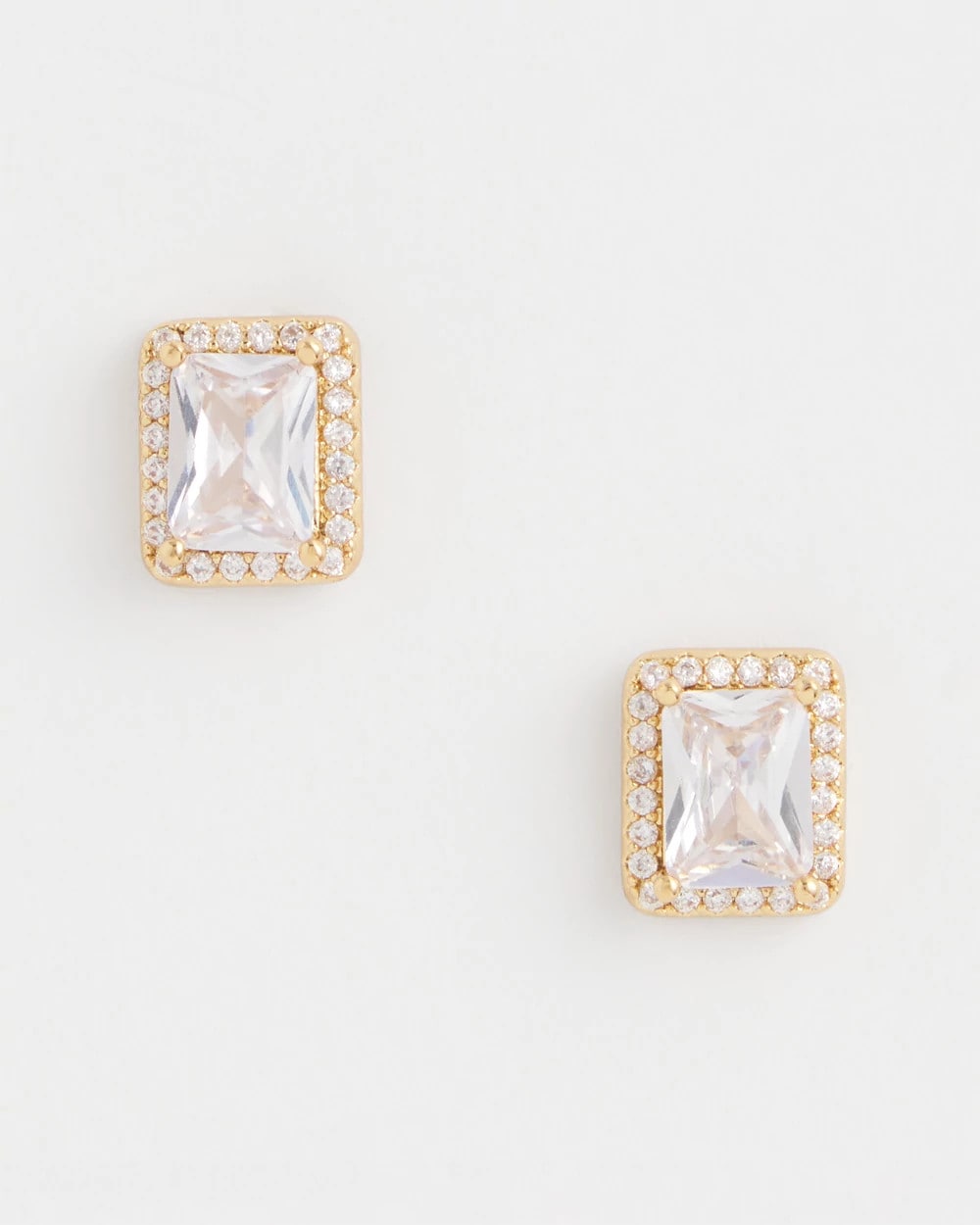 Gold Emerald Cut Stud Earrings