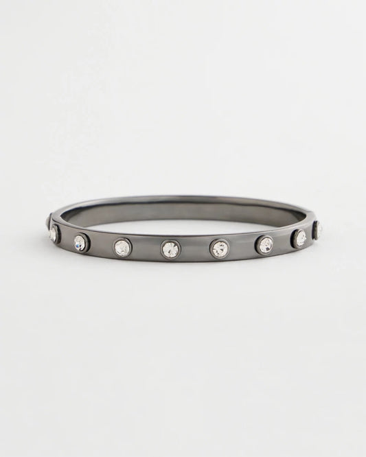 Hematite Rhinestone Tone Bangle