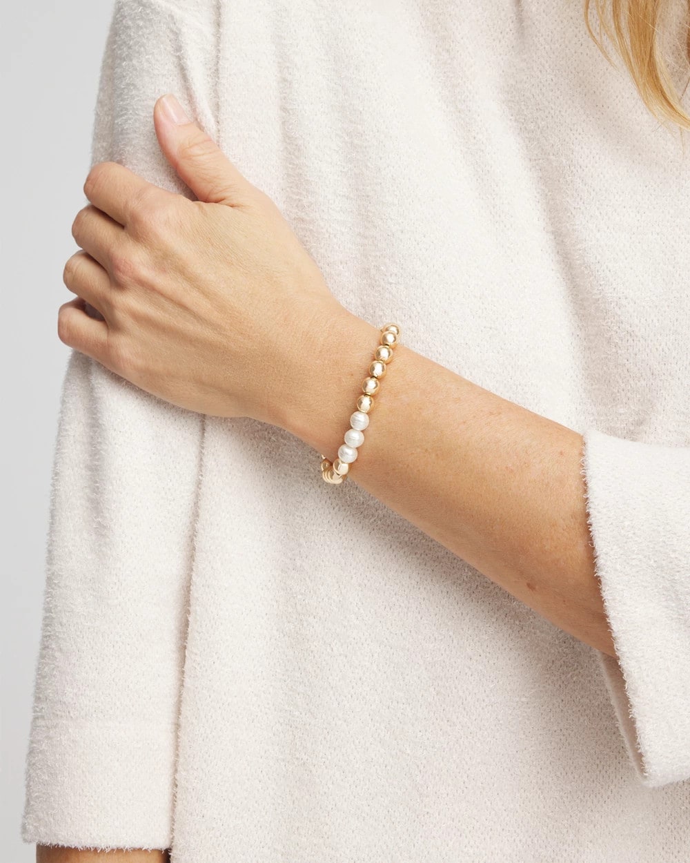 Goldtone Bead Stretch Bracelet
