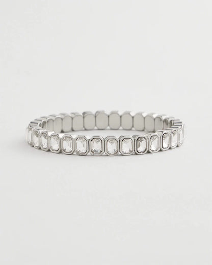 Silver Bezel Set Stretch Tennis Bracelet