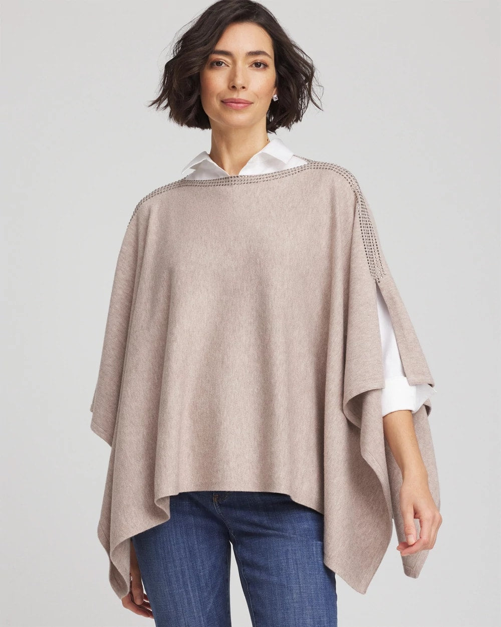 Rhinestone Embellished Poncho