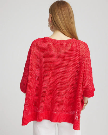 Sequin Open Knit Poncho