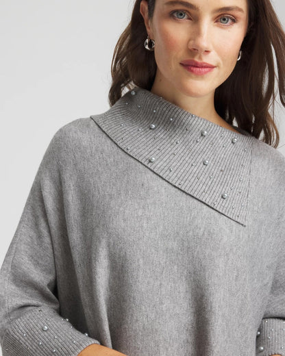 Embellished Sweater Poncho
