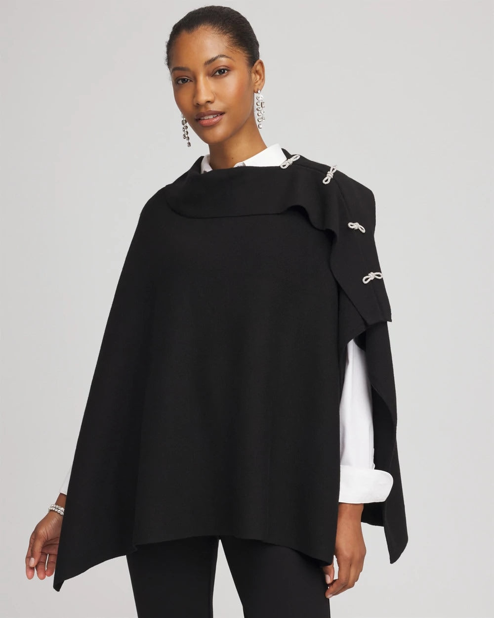 Embellished Bow Poncho