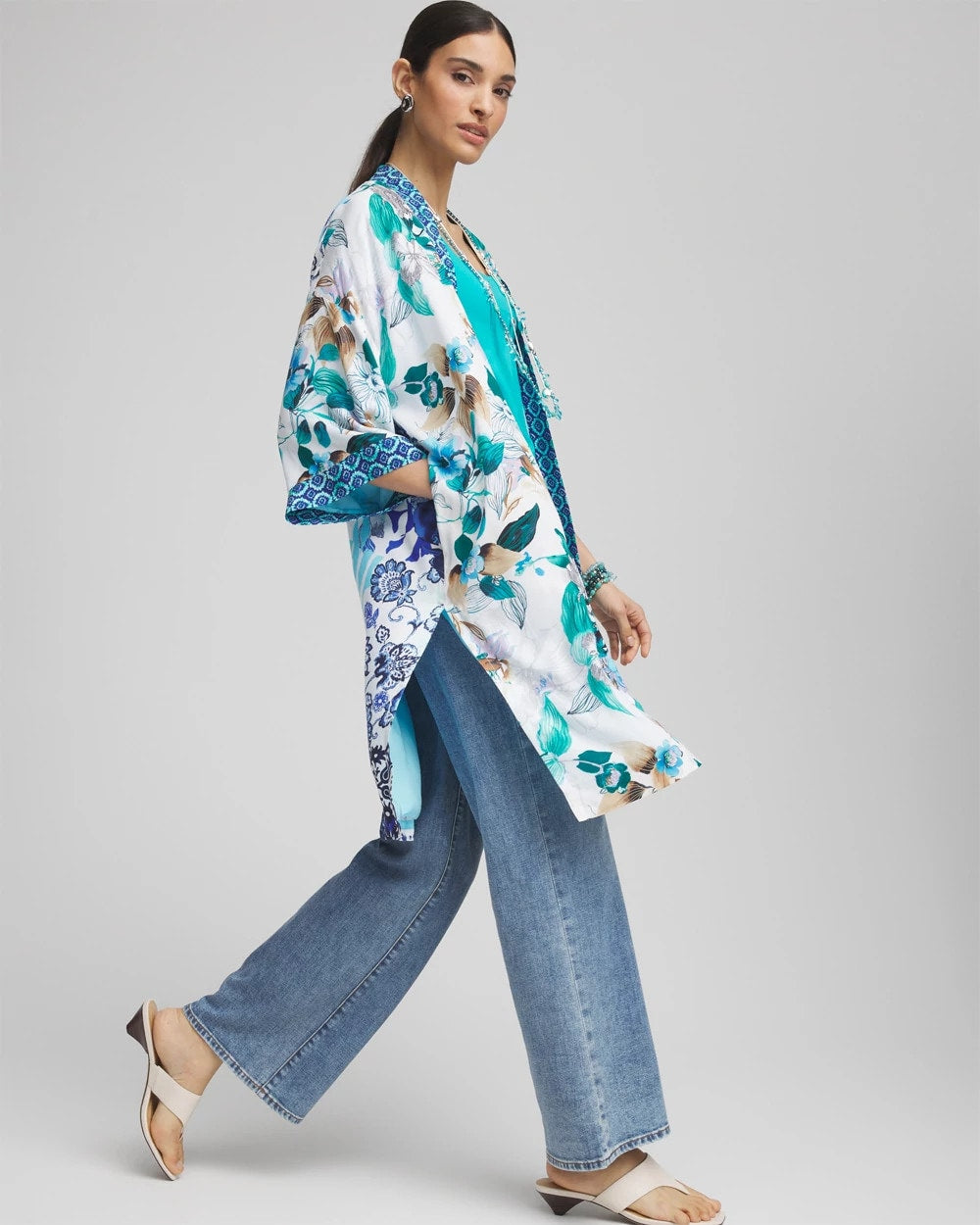 Island Motif Long Kimono