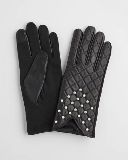 Leather Pearl Quilted Gloves
