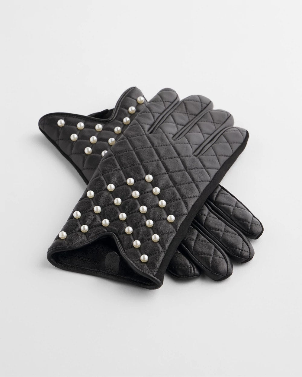 Leather Pearl Quilted Gloves