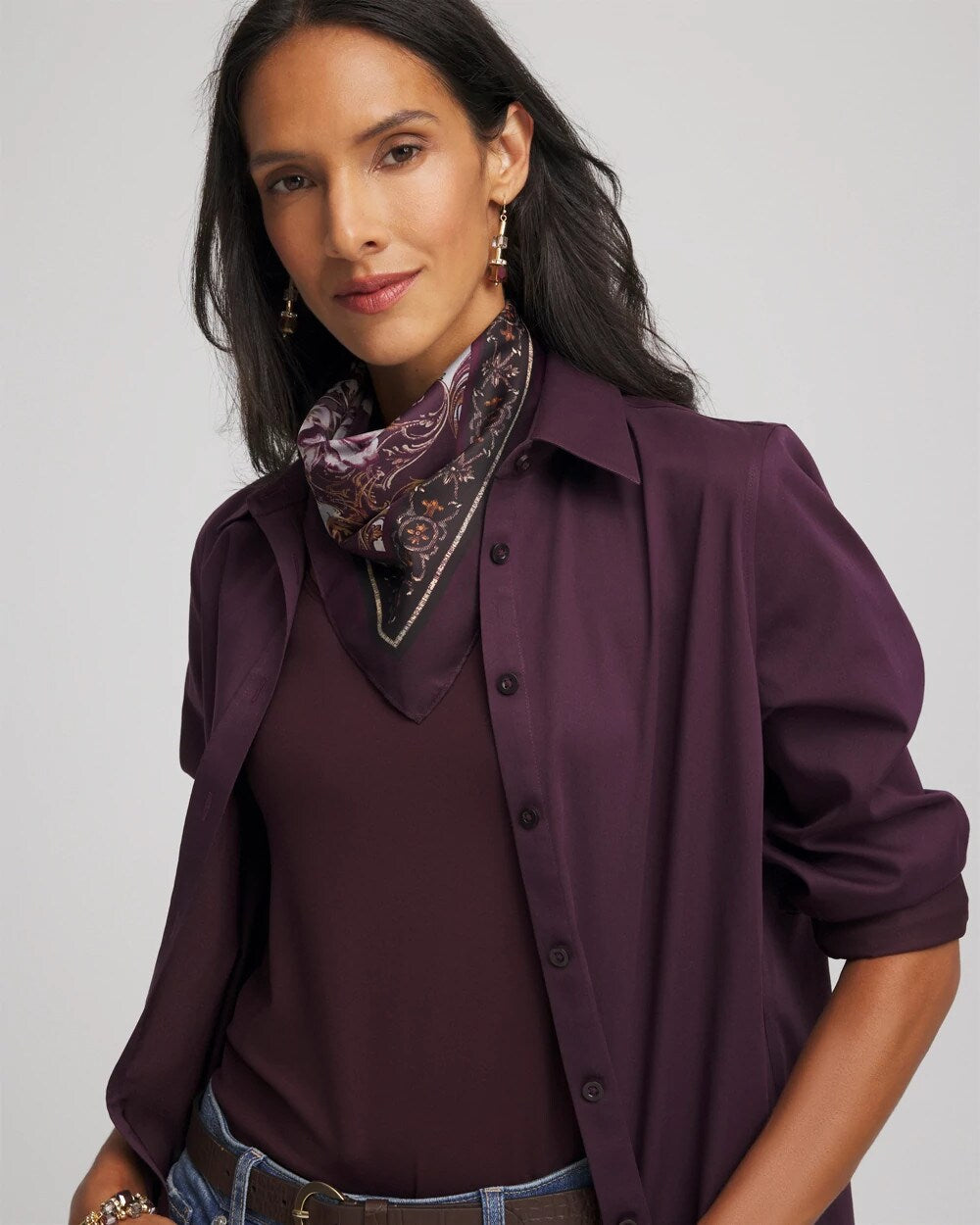 Frosty Floral Square Neckerchief Scarf