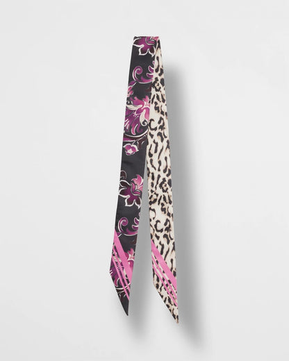 Floral Animal Print Skinny Scarf