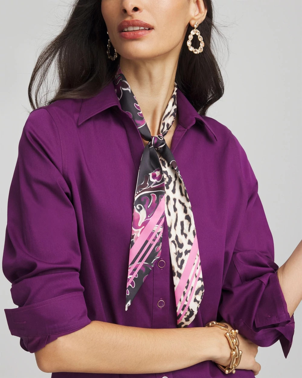 Floral Animal Print Skinny Scarf