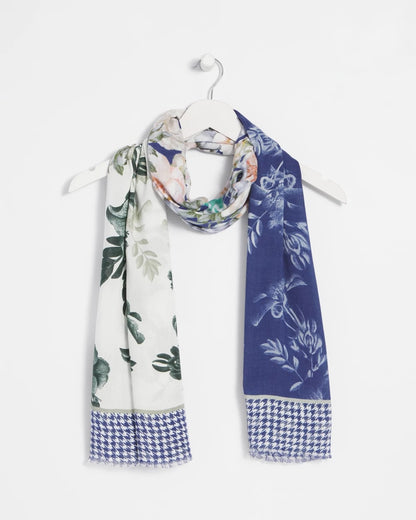 Colorblock Floral-Print Oblong Scarf