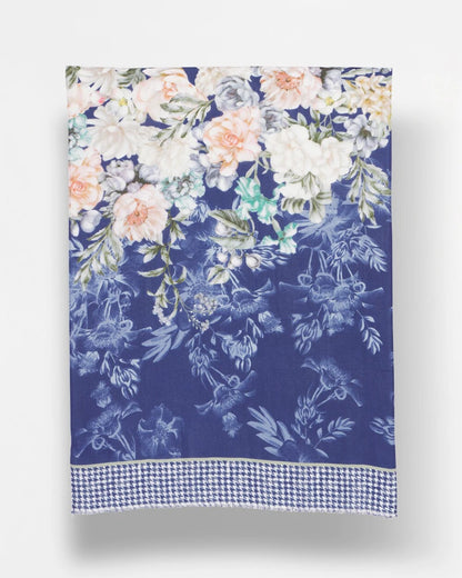 Colorblock Floral-Print Oblong Scarf