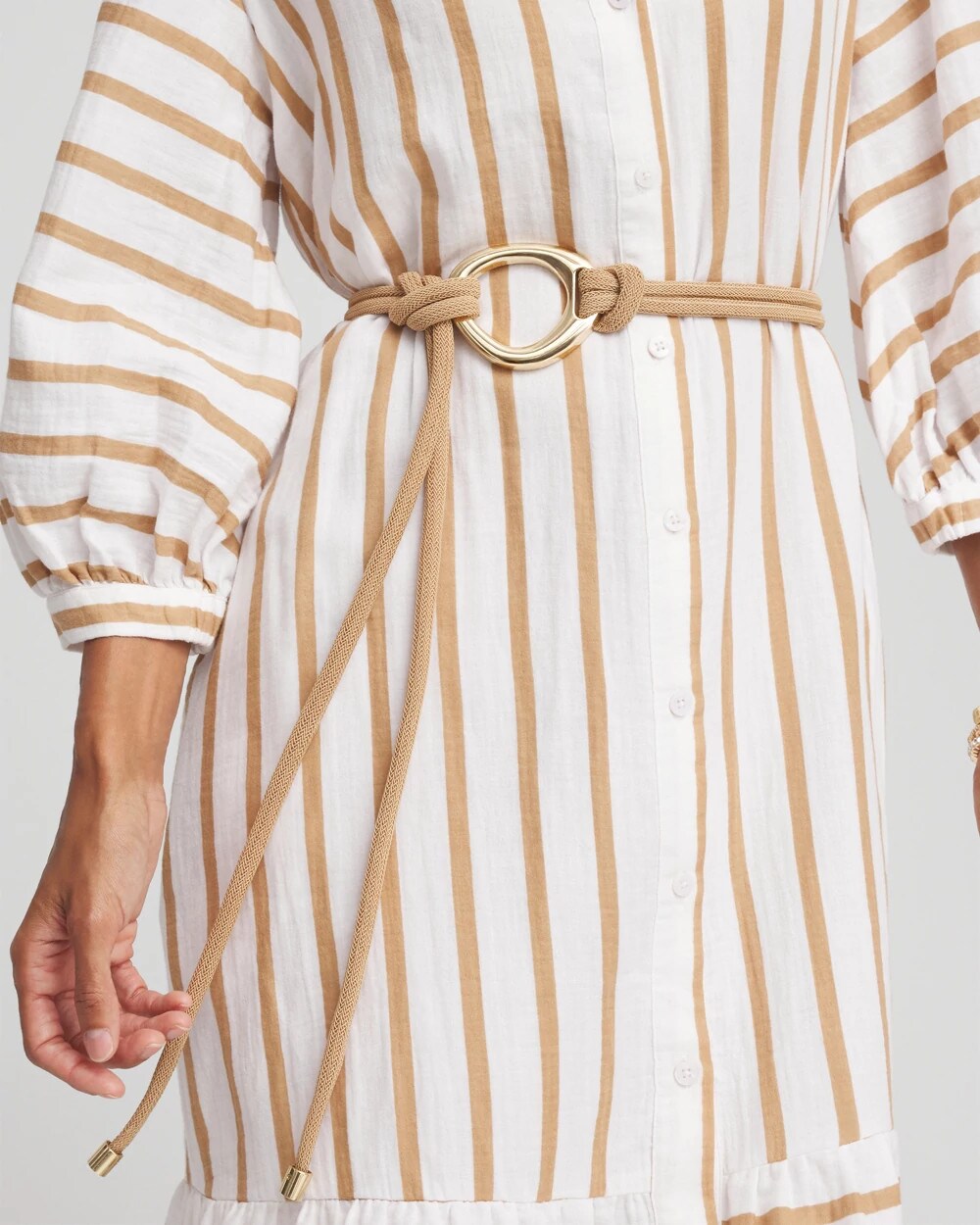 Neutral Goldtone Rope Belt