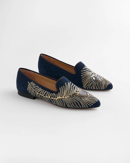 Peacock Embroidered Flats