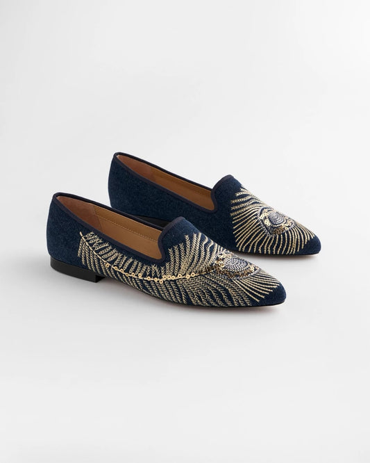 Peacock Embroidered Flats