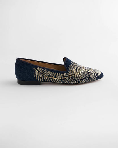 Peacock Embroidered Flats