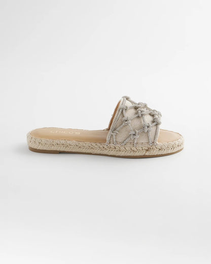 Linen Knotted Espadrille Slides