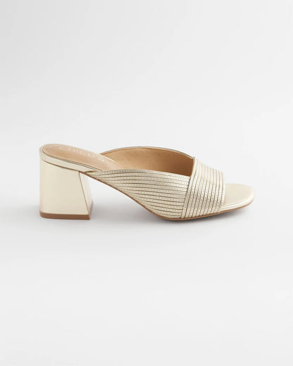 Vinia Metallic Rope Block Heels