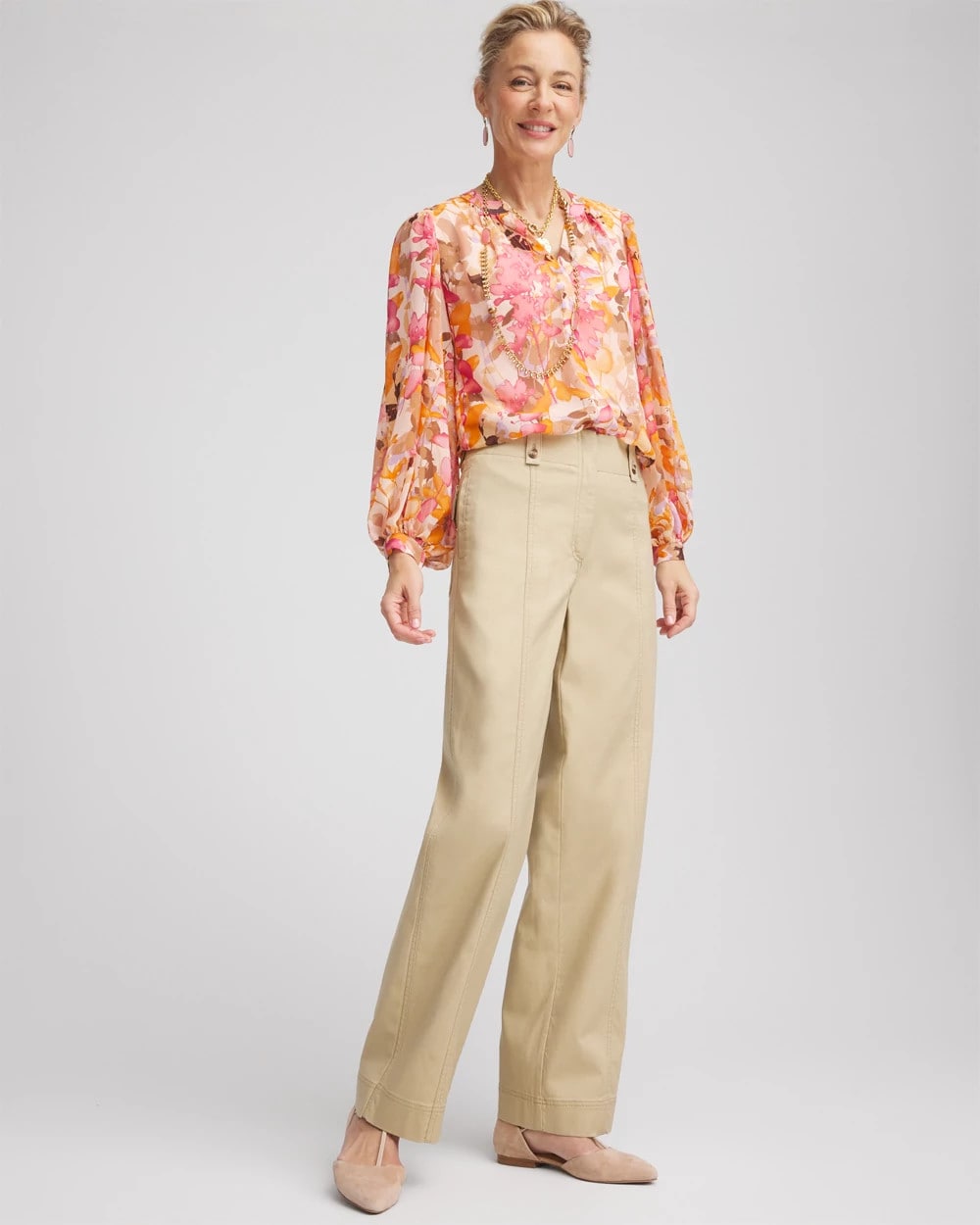 Petite Canvas Cargo Wide-Leg Pants