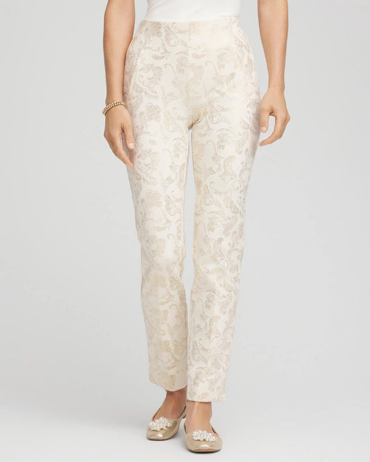 Petite Juliet Golden Foiled Slim Ankle Pants