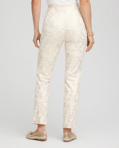 Petite Juliet Golden Foiled Slim Ankle Pants