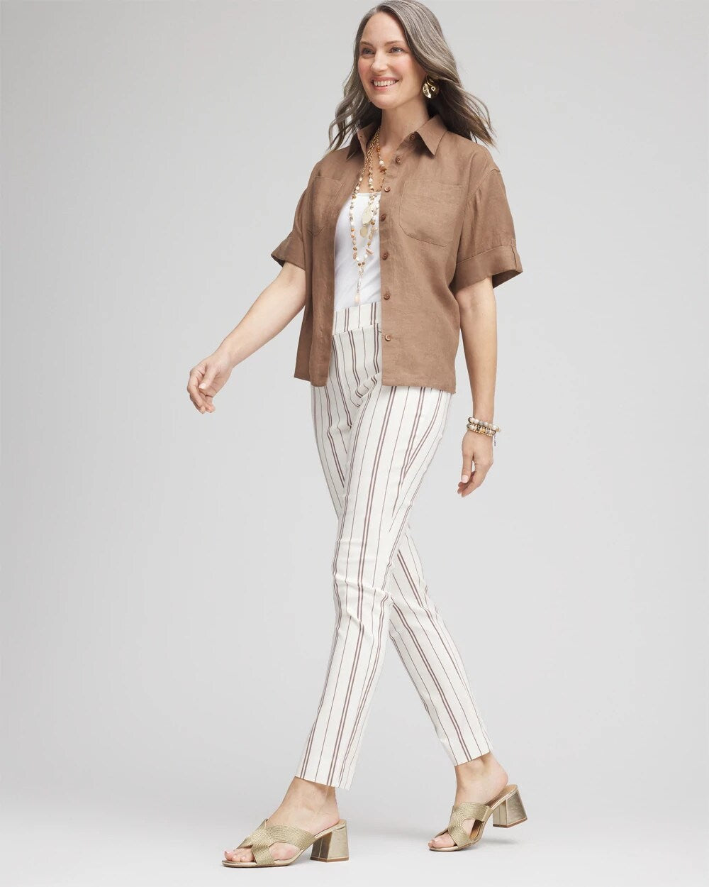 Petite Brigitte™ Striped Ankle Pants