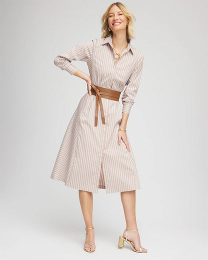 Petite Vanilla Chai Striped Shirtdress