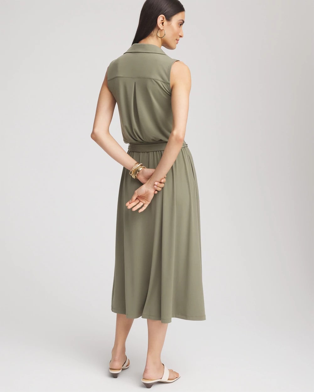 Petite Travelers™ Knit Sleeveless Shirtdress