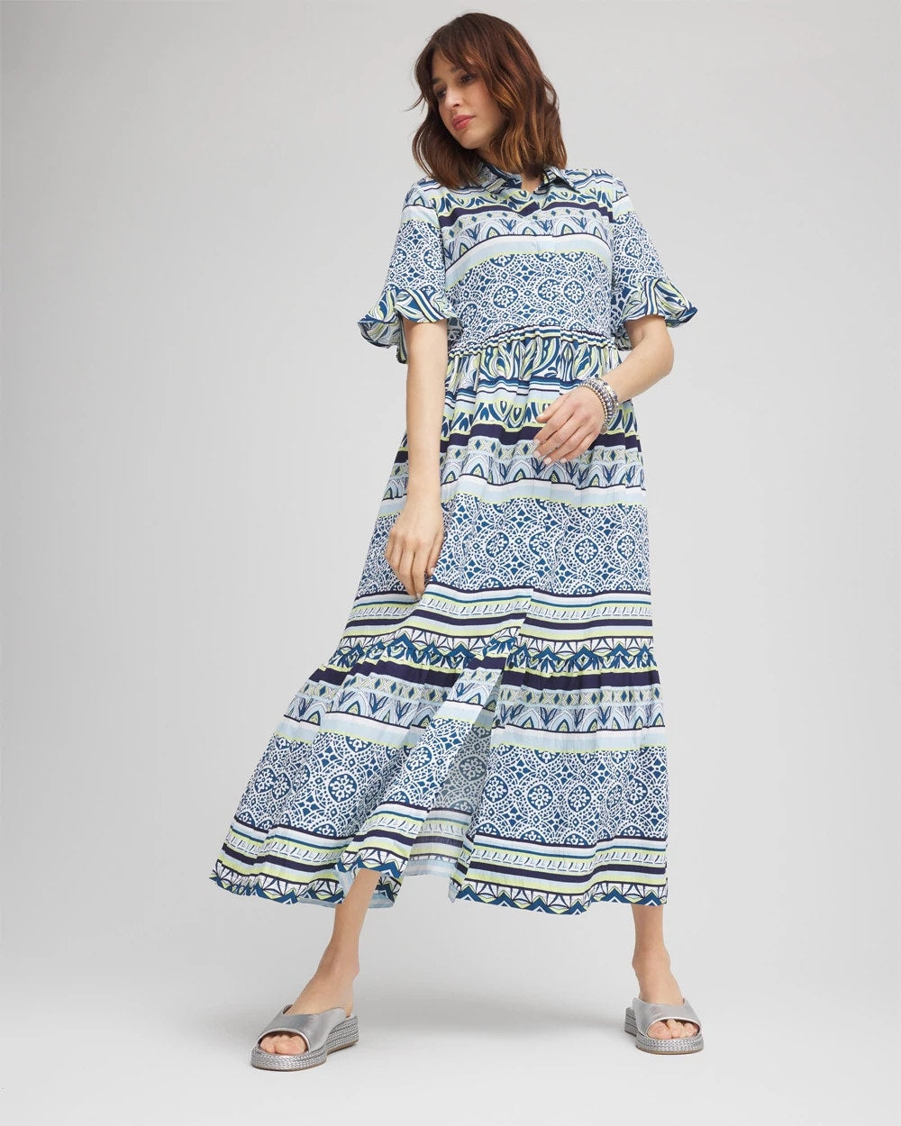 Petite Flutter-Sleeved Maxi Dress