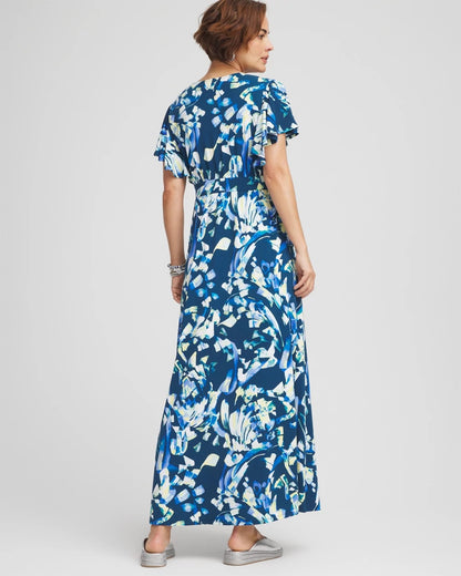 Petite Flutter Sleeved Jersey Maxi Dress