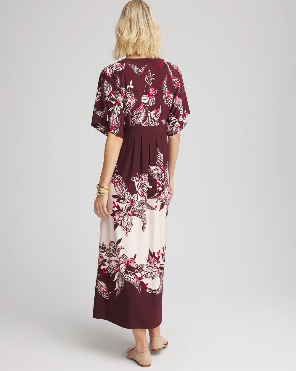 Petite Floral Flutter-Sleeve Maxi Dress