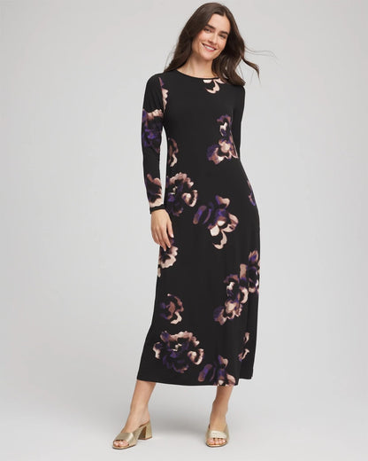 Petite Floral Boatneck Column Maxi Dress