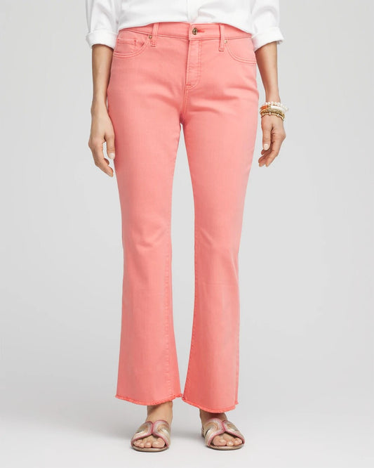 Petite Girlfriend Fray Hem Kick Flare Jeans