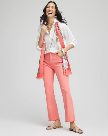 Petite Girlfriend Fray Hem Kick Flare Jeans