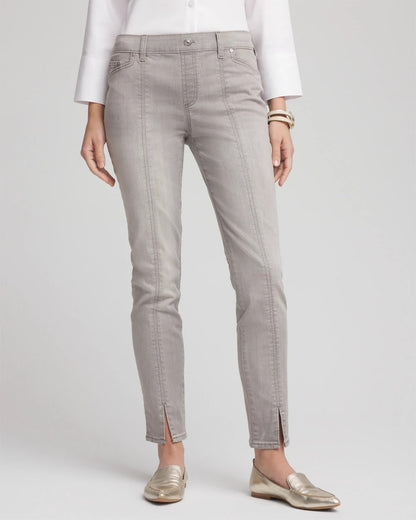 Petite Silver Pull-On Slim Ankle Jeggings