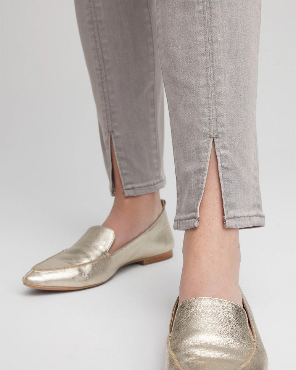 Petite Silver Pull-On Slim Ankle Jeggings